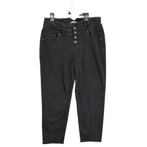 Satin Doll Women's 20 Stretch Black Denim Cropped Jeans, Stud Waist Button Fly